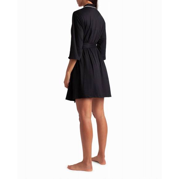 NEW NICOLE MILLER peached jersey three-piece sleepwear set in black - Picture 2 of 4